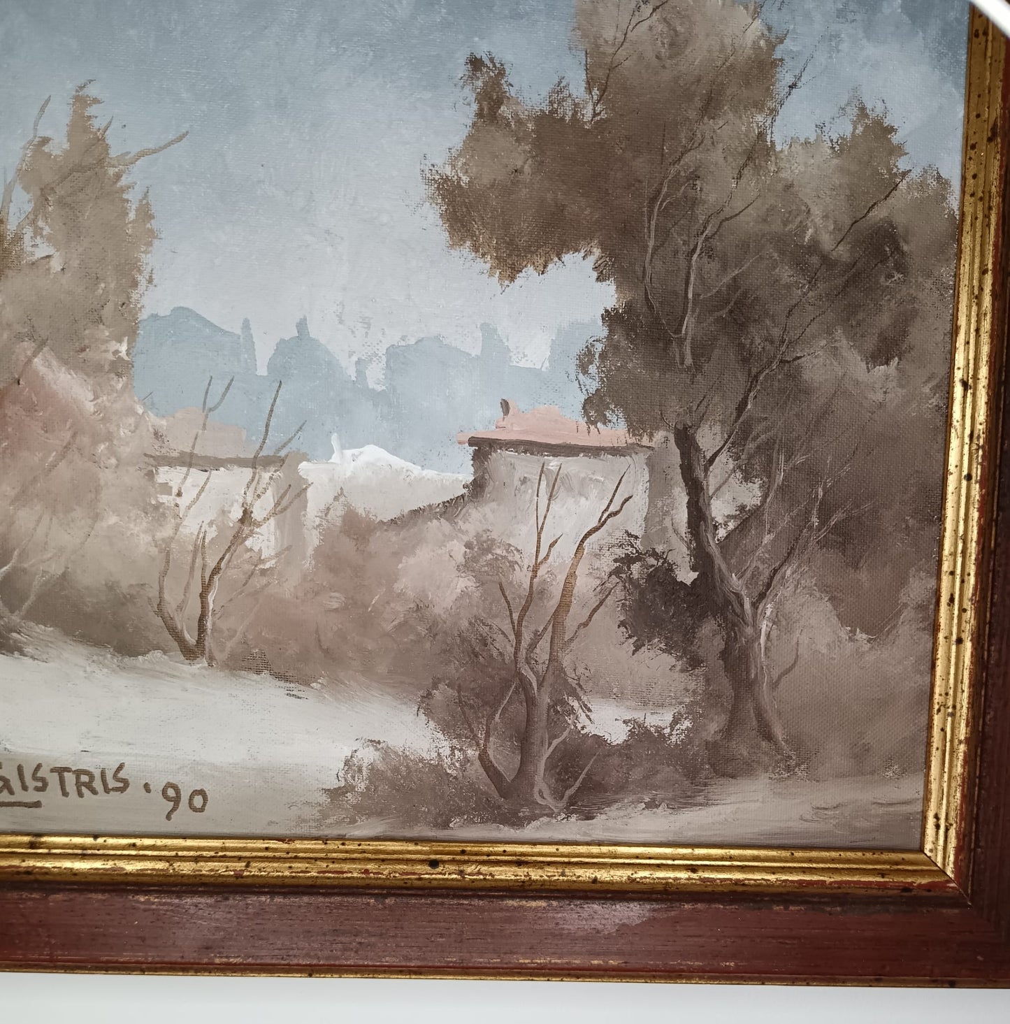 Leonardo De Magistris ( 1933-2010)- dipinto olio su tela applicata su cartoncino (XX secolo)