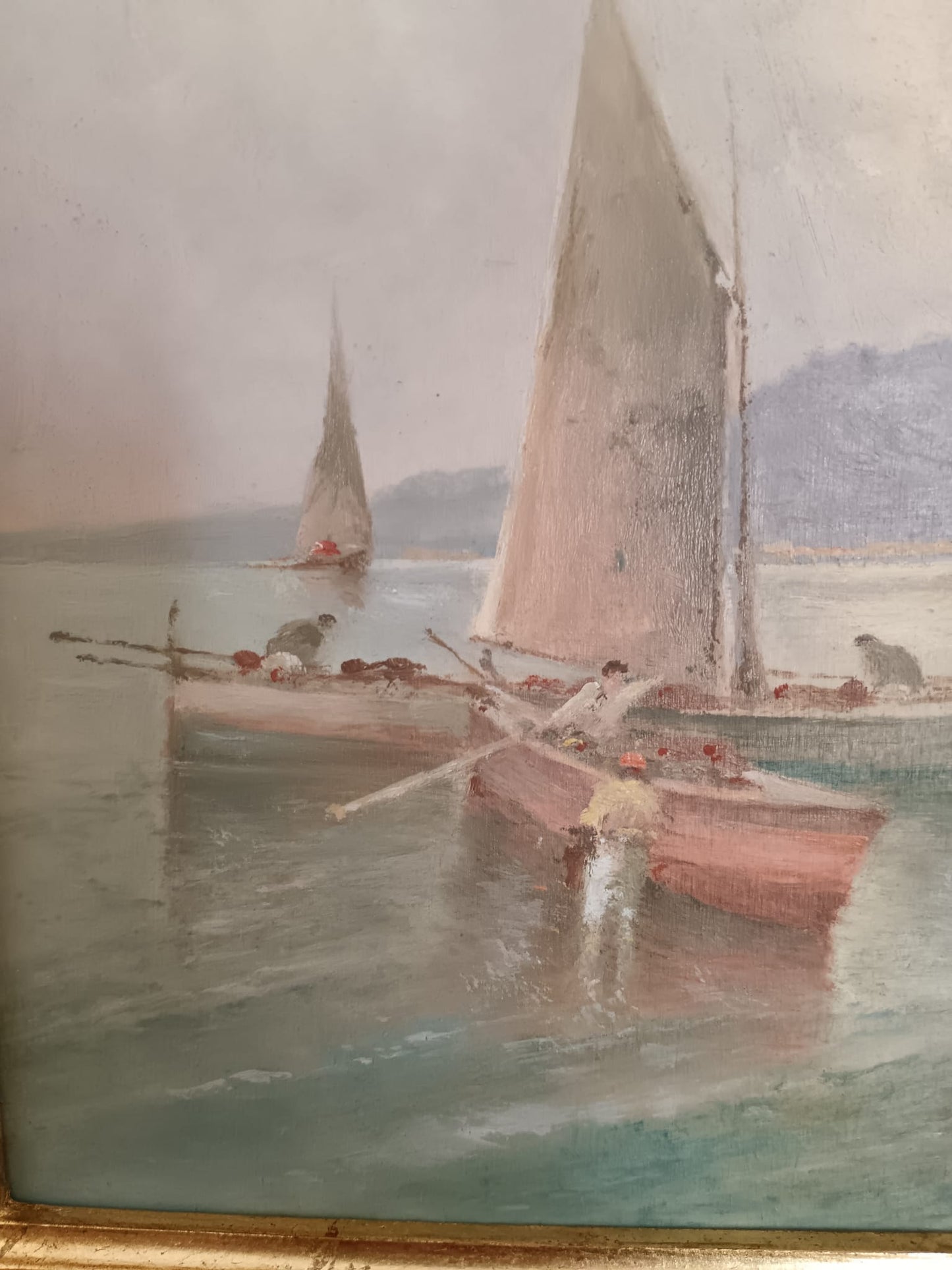 Radames Scoppa (Napoli 1877-1957)- Marina, dipinto olio su legno