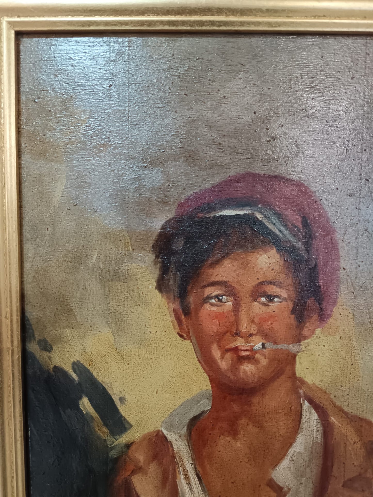 G. Ruocco (XX Secolo)- Scugnizzo- dipinto olio su legno