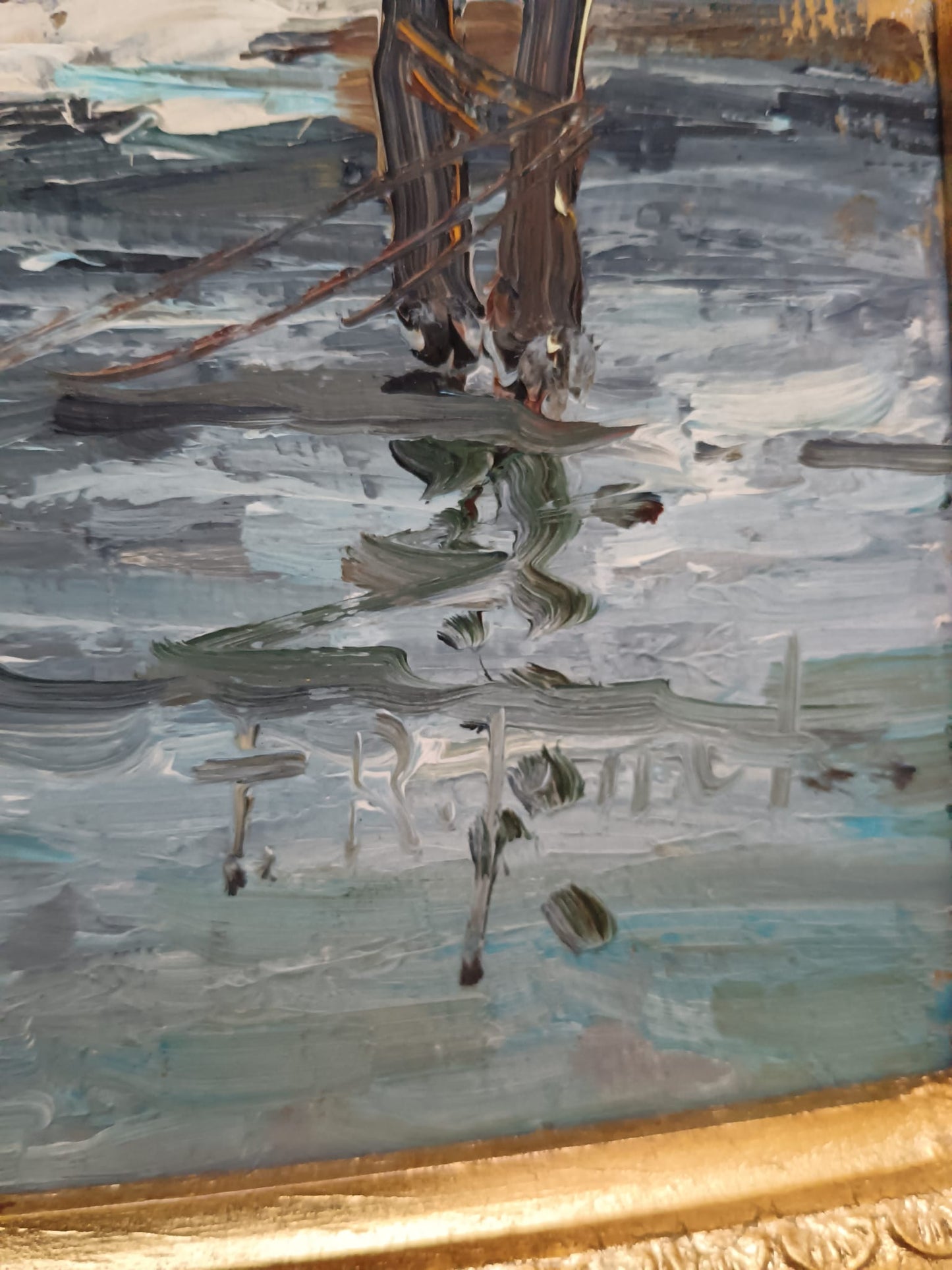Teresa Reginato ( XX Secolo)- Scorcio marino, dipinto olio su legno