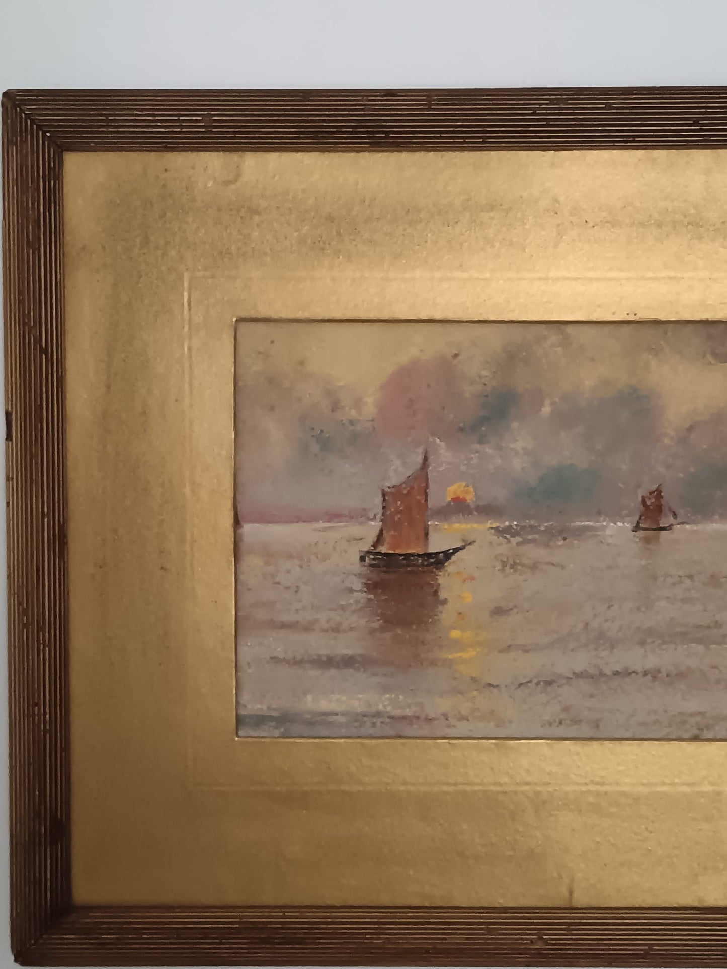 Sergio Nicolò De Bellis (1898-1946)- marina dipinto pastello su cartoncino