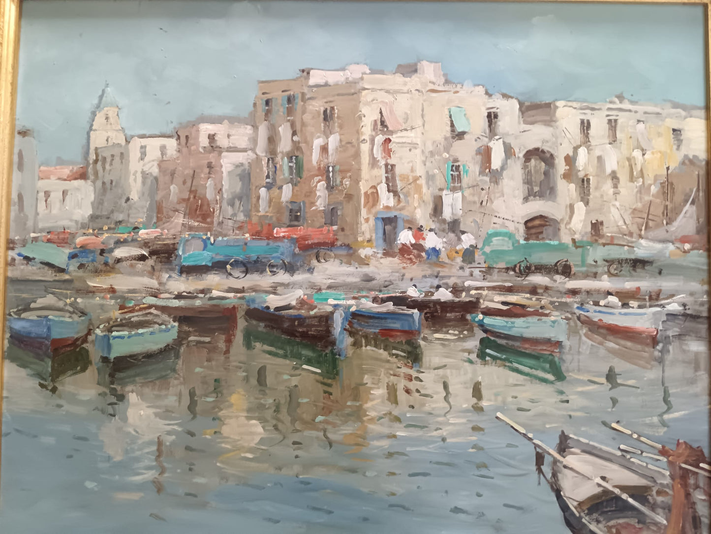 Raffaele Tozzi (Scuola Napoletana XX Secolo) Marina, dipinto olio su masonite