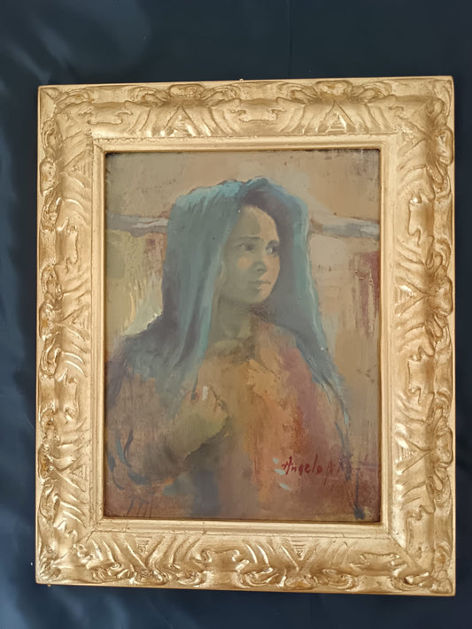 Scuola Italiana ( XIX/XX secolo)- Figura, dipinto olio su masonite