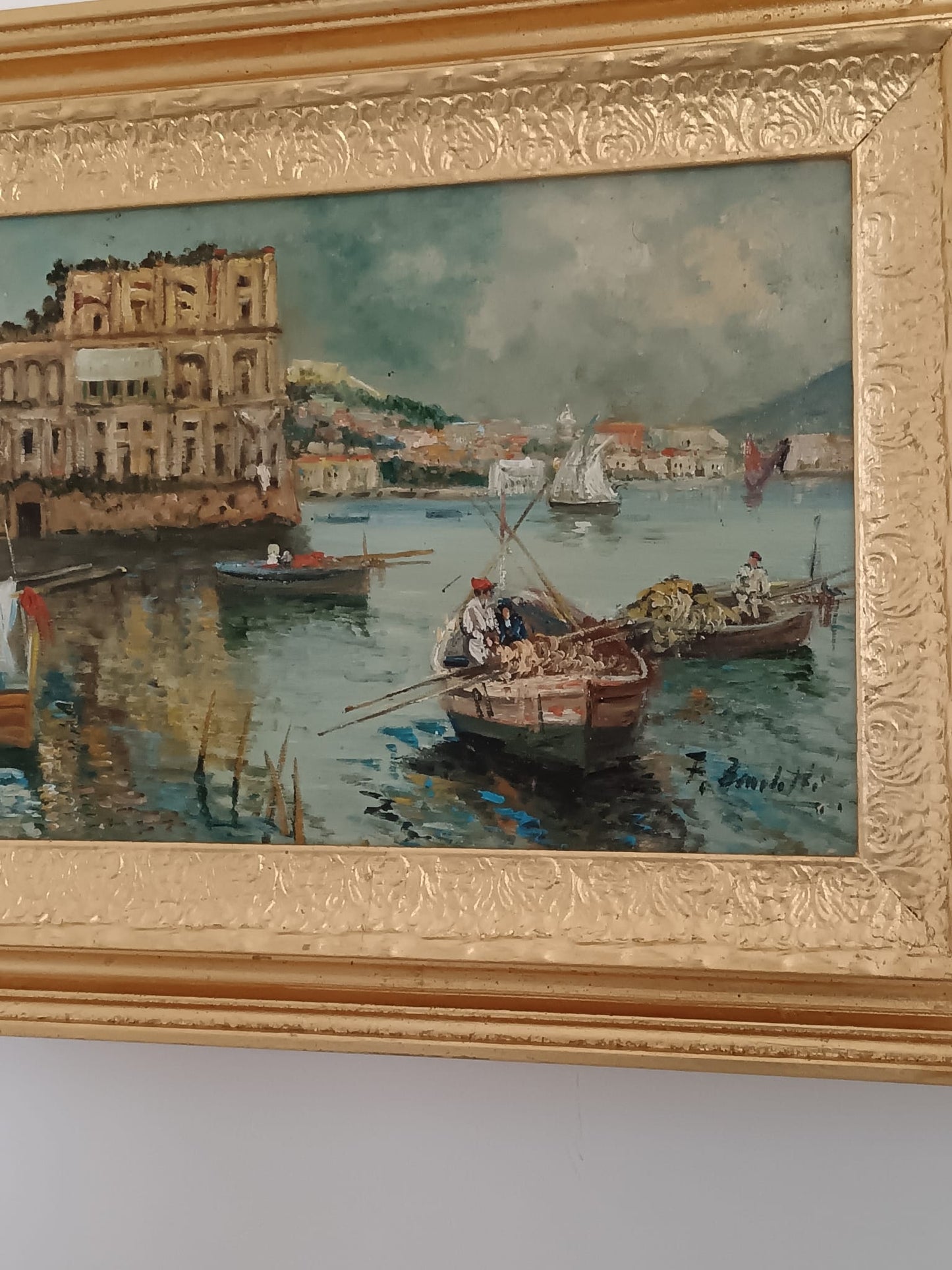 Palazzo Donn'Anna (scuola napoletana XX Secolo)- dipinto olio su legno