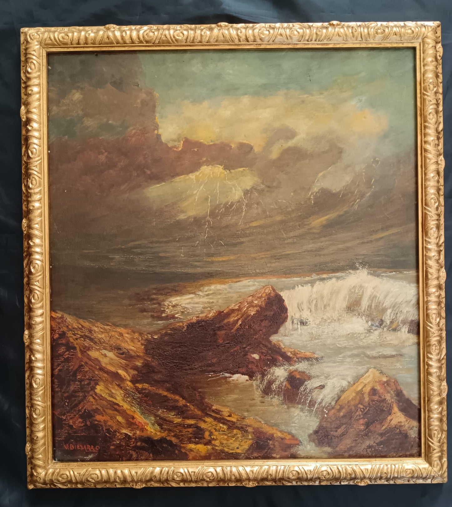 Vincenzo Bizzarro (XX Secolo)- La Deriva, dipinto olio su legno