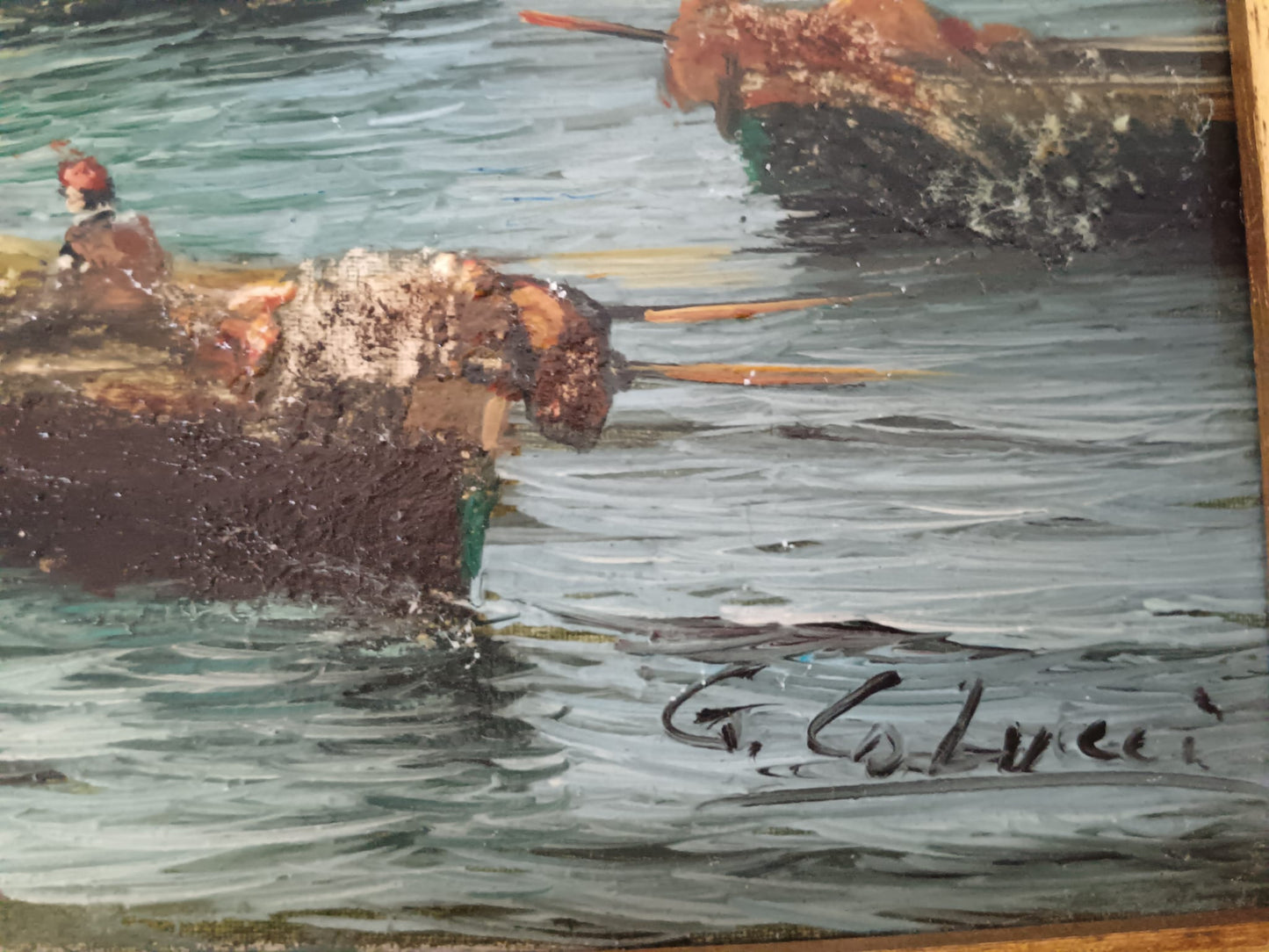 Giuseppe Colucci (XX secolo)- scorcio marino, dipinto olio su legno